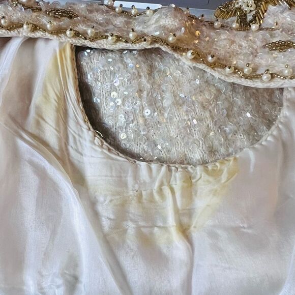 Vintage Top Tank Blouse Hand Beaded Gold Size M - Picture 13 of 13